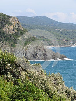 Mediterranean sea along Tuscan coastline in Livorno, Italy