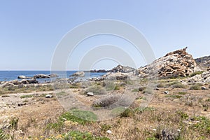 the mediterranean sea in the cap de creus in the costa brava photo