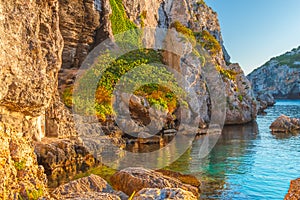 Mediterranean Sea Cliffs at Cales Coves at Sunset