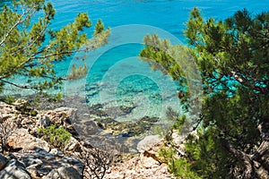 Mediterranean sea coast at Kastelorizo island, Dodecanese, Greece