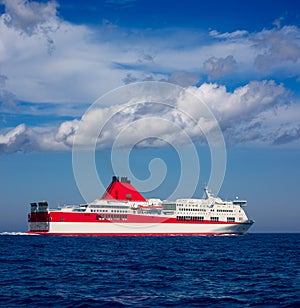 Mediterranean sea curise boat in red