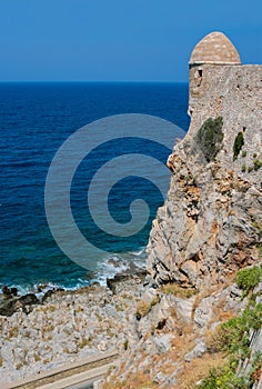 Mediterranean sea and Fort of Rethymno at Crete