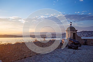 Mediterranean Sea landscape Cannes Iles de Lerins, golden hour photo