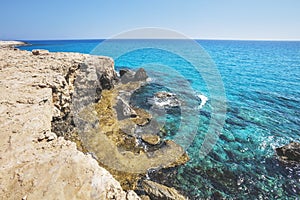 Mediterranean sea landscape. Cavo Greco, Cyprus.