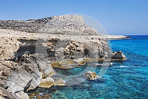 Mediterranean sea landscape. Cavo Greco, Cyprus.