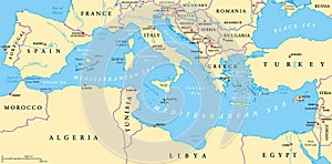 Mediterranean Sea Region Political Map