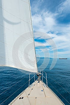 Mediterranean sea on a sailing boat in Italy