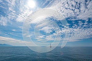 Mediterranean sea on a sailing boat in Italy