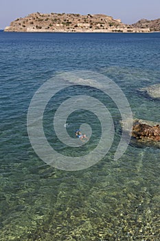 Mediterranean sea and Spinalonga island. Crete. Greece