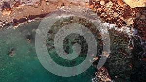 Mediterranean Sea surf view from above. Mallorca. Baleares, Spain