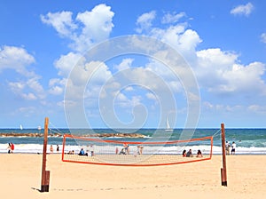 Mediterranean sea. Tel Aviv public sand beach