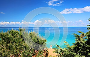 Mediterranean Sea in vivid blues and green colors - Travel Italy, Europe