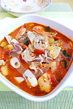 Mediterranean seafood stew soup