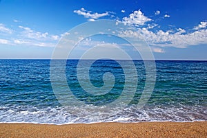 Costa Brava Spain beach sea Dorada summer sand background ocean nature water blue travel sky horizon vacation coast beautiful view