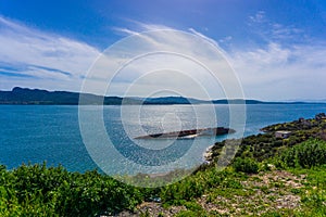 Mediterranean sky shipwreck formerly known as City of York sunken and abandoned the bay of Eleusina, Attica, Greece