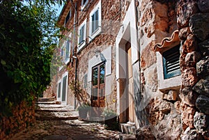 Mediterranean stone house in Fornalutx on spanish balearic island Mallorca