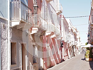 Mediterranean Street in Carloforte, Isola di San Pietro, Sardinia, Italy, Europe