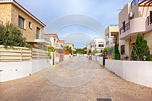 Mediterranean street with modern townhouses