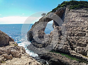 Mediterranean stunning bay iconic stones and bay on Zakynthos, Greece