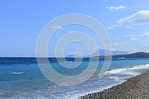 Mediterranean turquoise sea in Kiris, Turkey