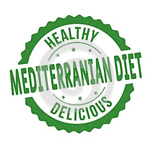 Mediterranian diet grunge rubber stamp