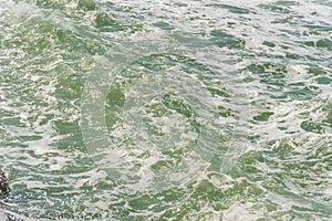 Mediterranian sea. Green water and beach rocks photo