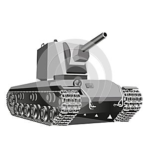 Medium battle tank isolated on white background. Vector illustration.