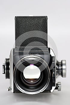 Medium format camera with lens frontview