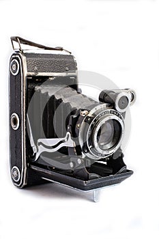 Medium format retro camera on white