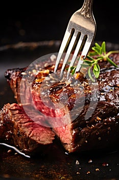 medium grilled steak. AI Generated