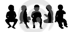 Medium group of children seated silhouette 4