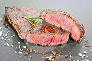 Medium rare grilled steak