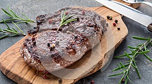 Medium rare Ribeye steak or beef steak
