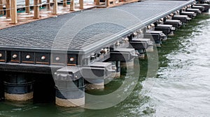 Medium shot showing highstrength composite panels reinforcing a dock structure highlighting durability and enhanced
