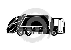 Medium size modern rear loader refuse truck photo