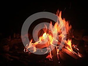 Medium Sized Bonfire During the Night
