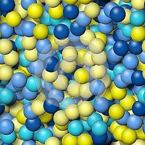 Medium sized yellow and blue ballons making seamless pattern