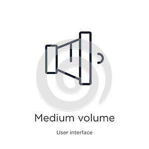 Medium volume icon. Thin linear medium volume outline icon isolated on white background from user interface collection. Line