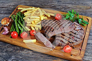 Medium well grilled juicy beef steaks