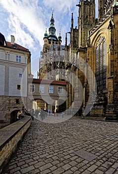Medivial architechture in a town of Europe photo