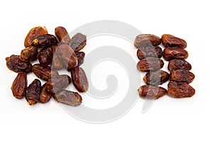 Medjool dates isolated on a white background.