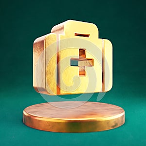 Medkit icon. Fortuna Gold Medkit symbol on golden podium