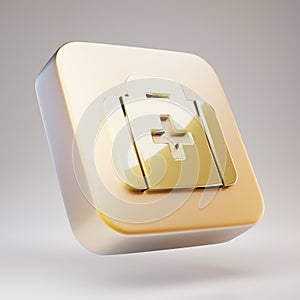 Medkit icon. Golden Medkit symbol on matte gold plate