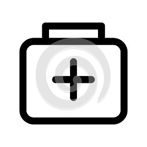 Medkit icon line isolated on white background. Black flat thin icon on modern outline style. Linear symbol and editable stroke.