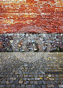 Medley of masonry, brickworks and stones