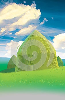 Medow and haystack