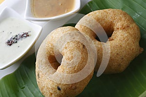 Medu Vada is a traditional Indian dish. photo