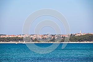 Medulin - Panoramic view of coastal town Premantura seen from Medulin, Istria peninsula, Croatia, Europe. Idyllic coastline photo