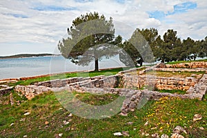 Medulin, Pula, Istria, Croatia: archaeological site on the seashore