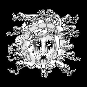 Medusa Black and White Illustration
